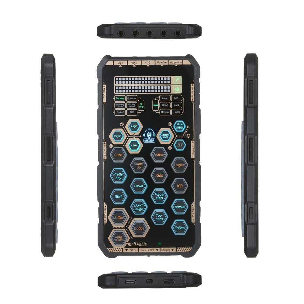Professional DSP Sound Card - Portable Audio Mixer with Voice Changer Effects for Phone & Computer | Perfect for Live Streaming, Podcasting & Gaming (Handheld Outdoor Device)