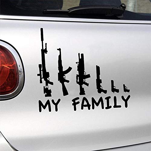 Gun Vinyl Decal Sticker - Family Assault Rifle Design for Car Windows, Trucks, Bumpers & Laptops - White - Perfect for Patriotic Car Accessories & Hunting Enthusiasts