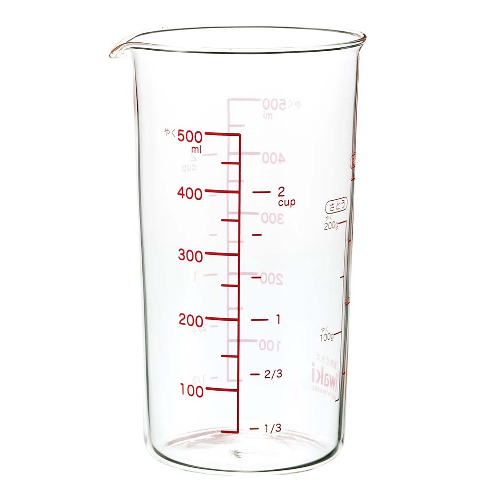 Iwaki Heat Resistant Glass Measuring Cup - 16oz/500ml, Microwave & Oven Safe, Clear Measurement Markings for Baking, Cooking, Mixing & Lab Use