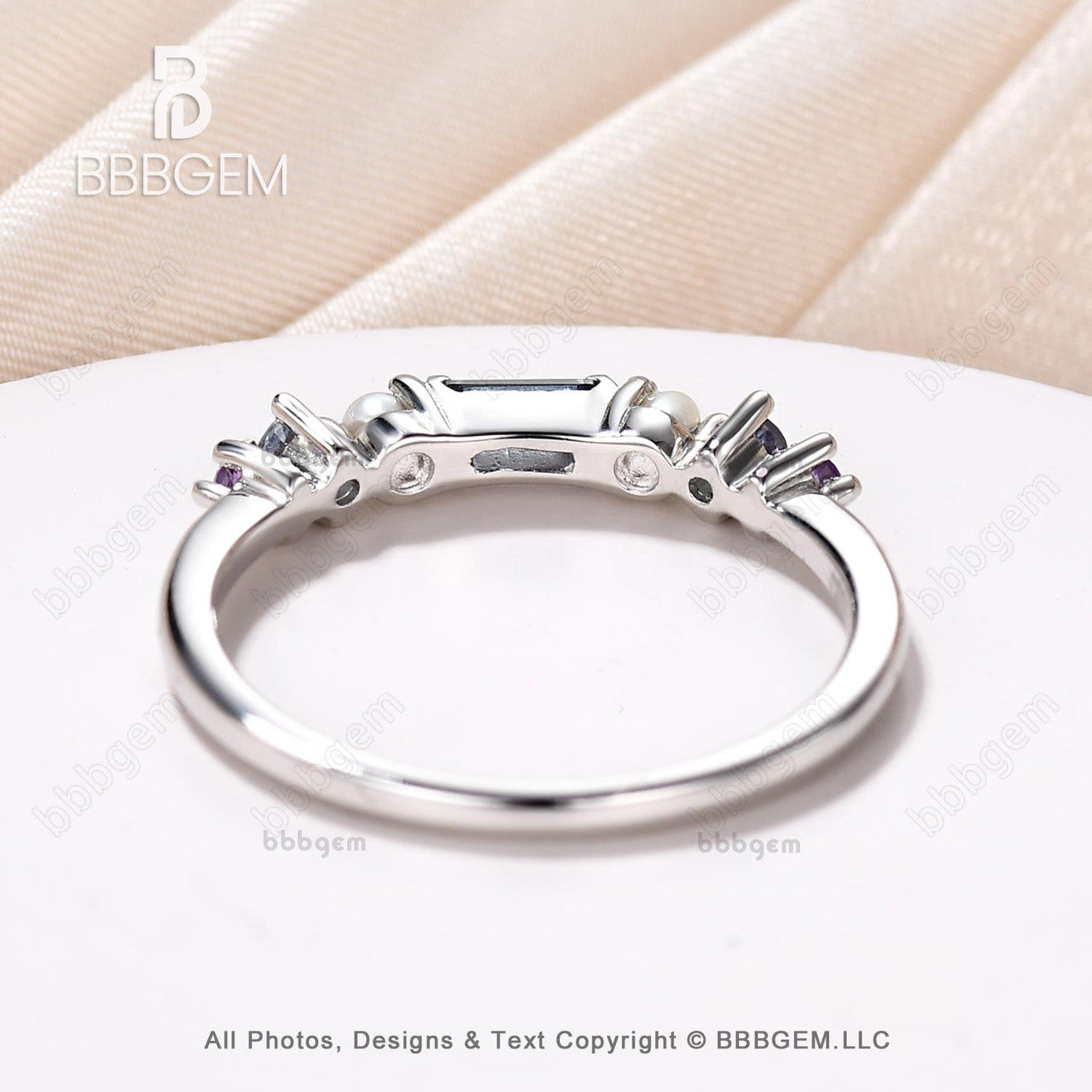 Alexandrite & Pearl Multi-Stone Ring | Rainbow Gemstone Band | June Birthstone Jewelry | Perfect for Everyday Wear & Birthday Gifts
