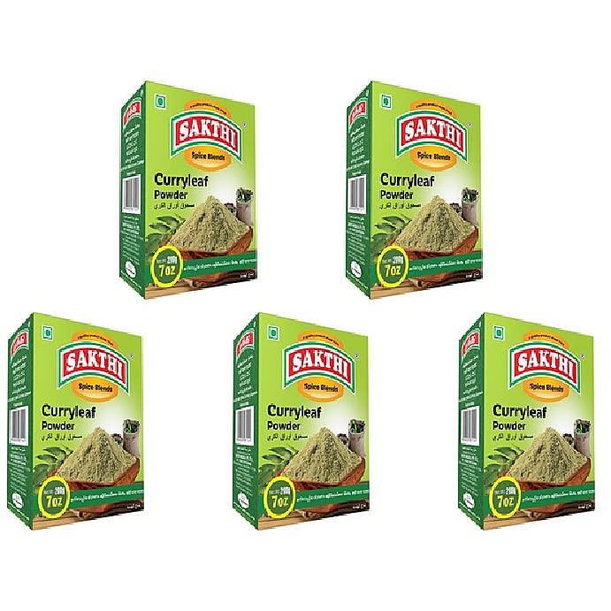Organic Sakthi Curry Leaf Powder - Pack of 5 (200g/7oz Each) | Authentic Indian Spice for Cooking, Curry, Soups & Ayurvedic Remedies