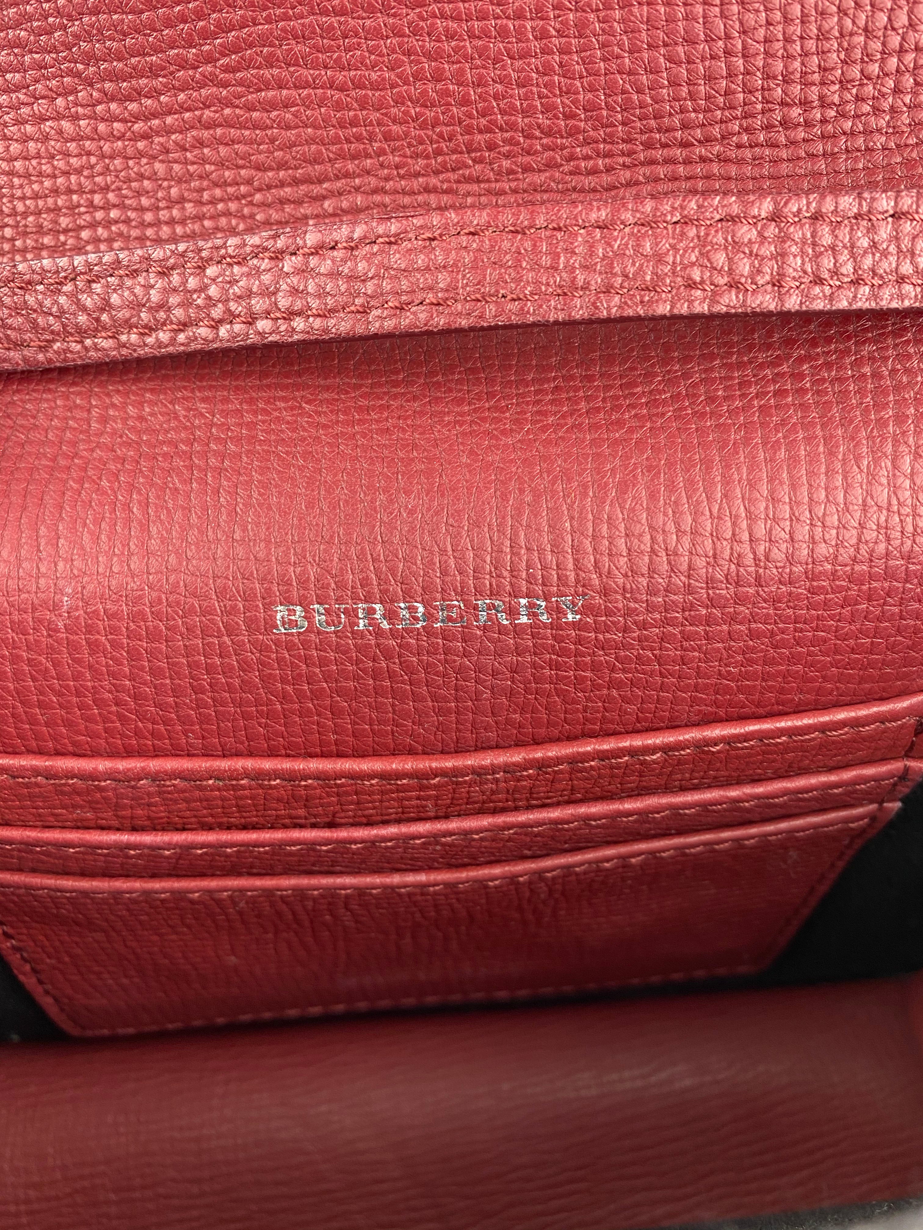Burberry Red Check Leather Handbag for Women - Luxury Designer Tote & Shoulder Bag for Work, Travel & Everyday Use