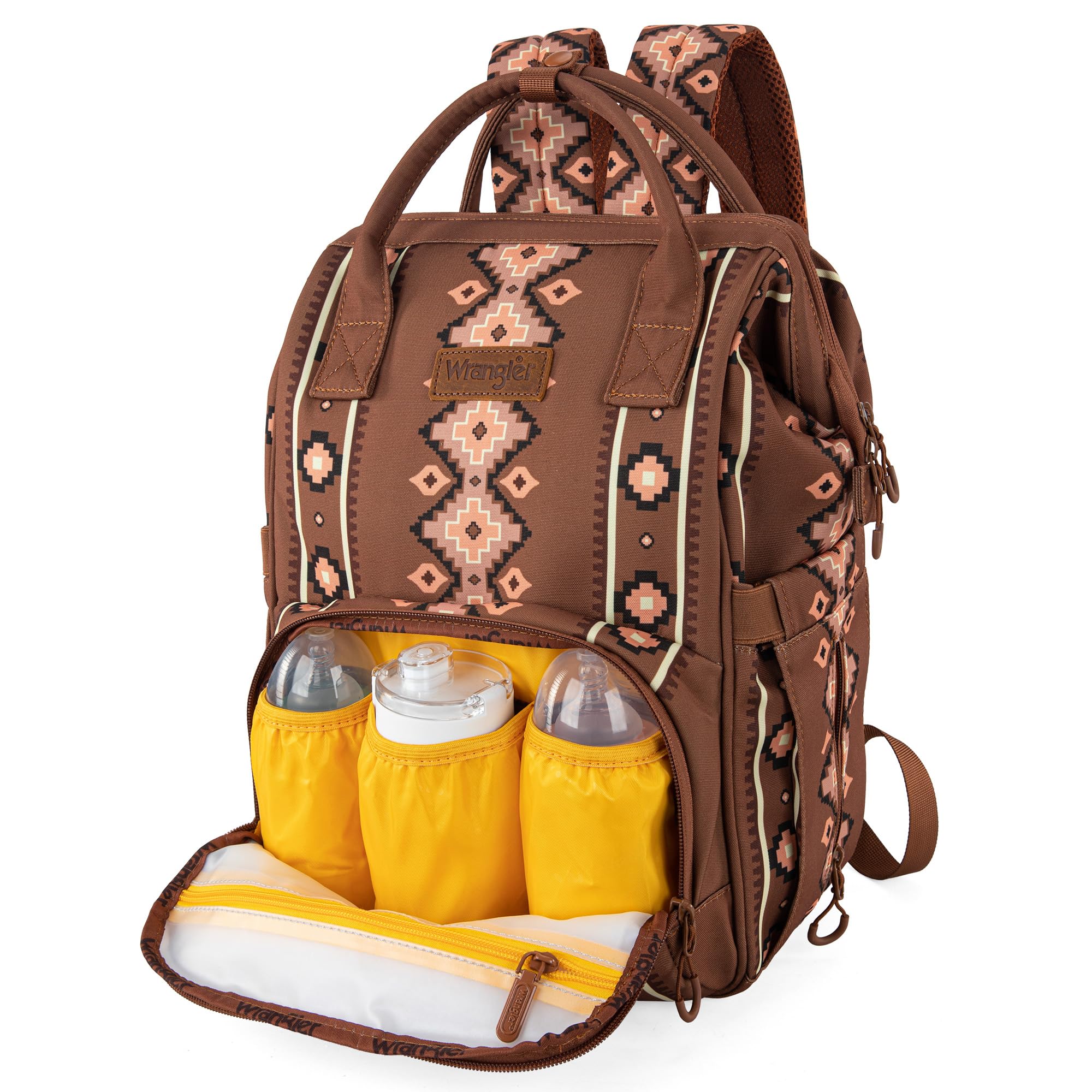 Wrangler Southwest Pattern Diaper Backpack - Stylish Baby Bag for Travel & Daily Use, Multi-Functional Western Design Daypack for Moms & Dads - Perfect for Daycare, Outings & Family Adventures