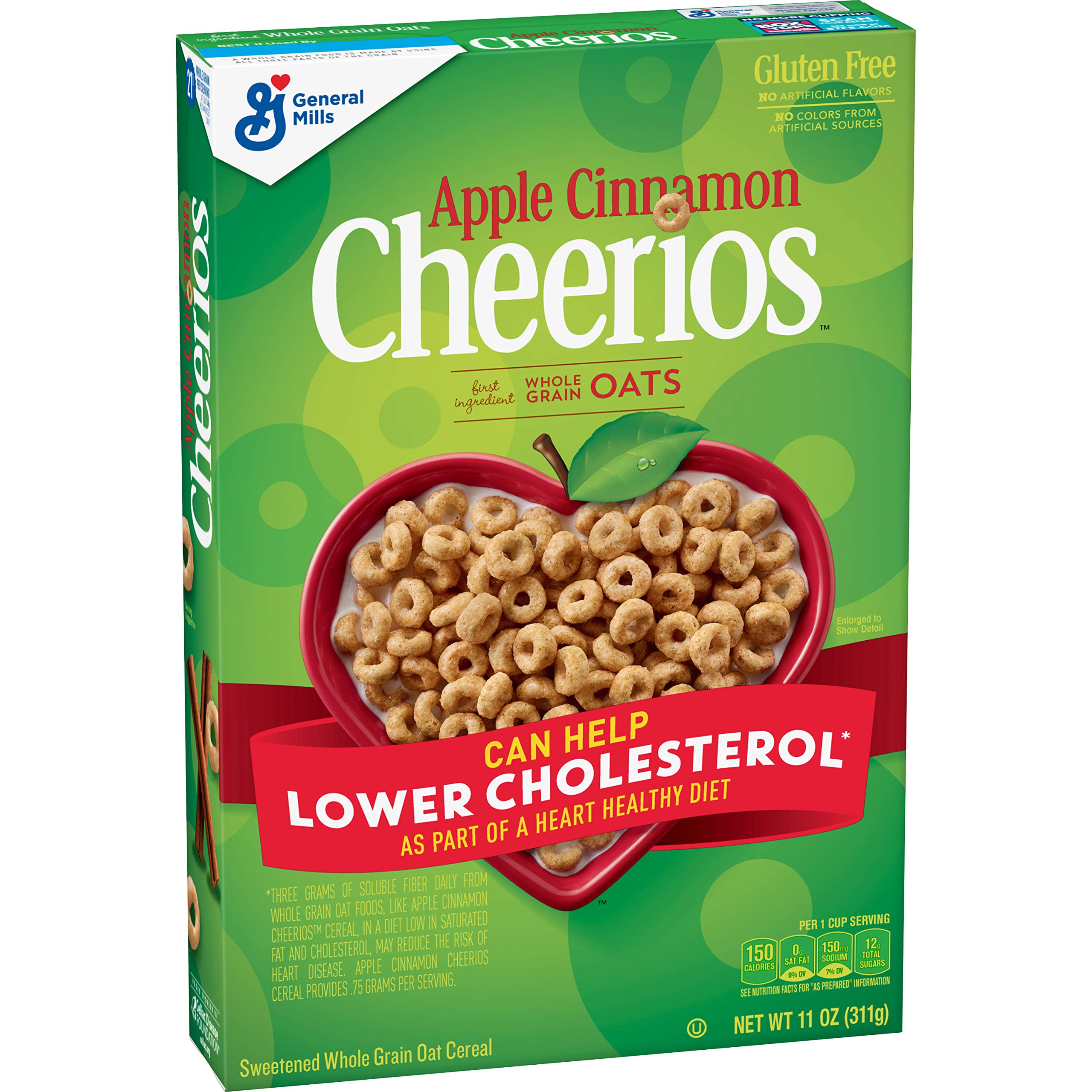 Apple Cinnamon Cheerios Cereal - Gluten Free Breakfast Cereal, 11 oz (Pack of 1) - Healthy Morning Meal & Snack for Kids & Adults