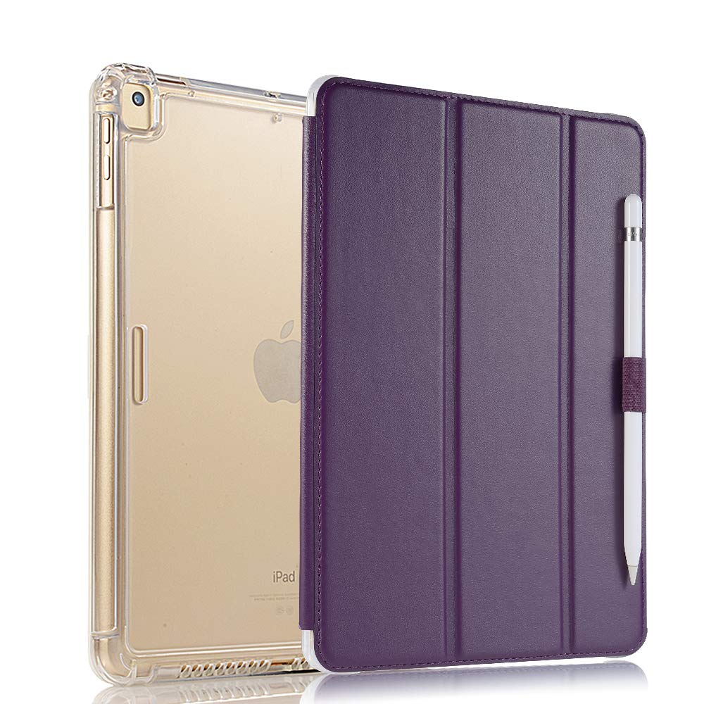 iPad 6th/5th Generation Case (2018/2017) & iPad Air 4 Case - 9.7 Inch Smart Folio Stand Cover with Pencil Holder, Translucent Frosted Back, Auto Wake/Sleep | Protective Purple Case for Work, School & Travel