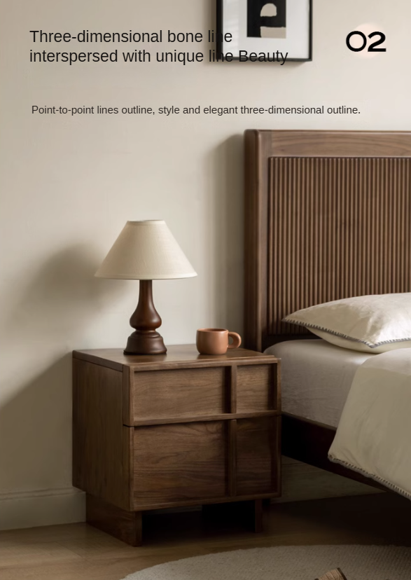 Solid Black Walnut Wood Nightstand with Drawer - Caluswood Bedside Table for Bedroom Storage | Perfect for Small Spaces, Apartment Living & Modern Home Decor