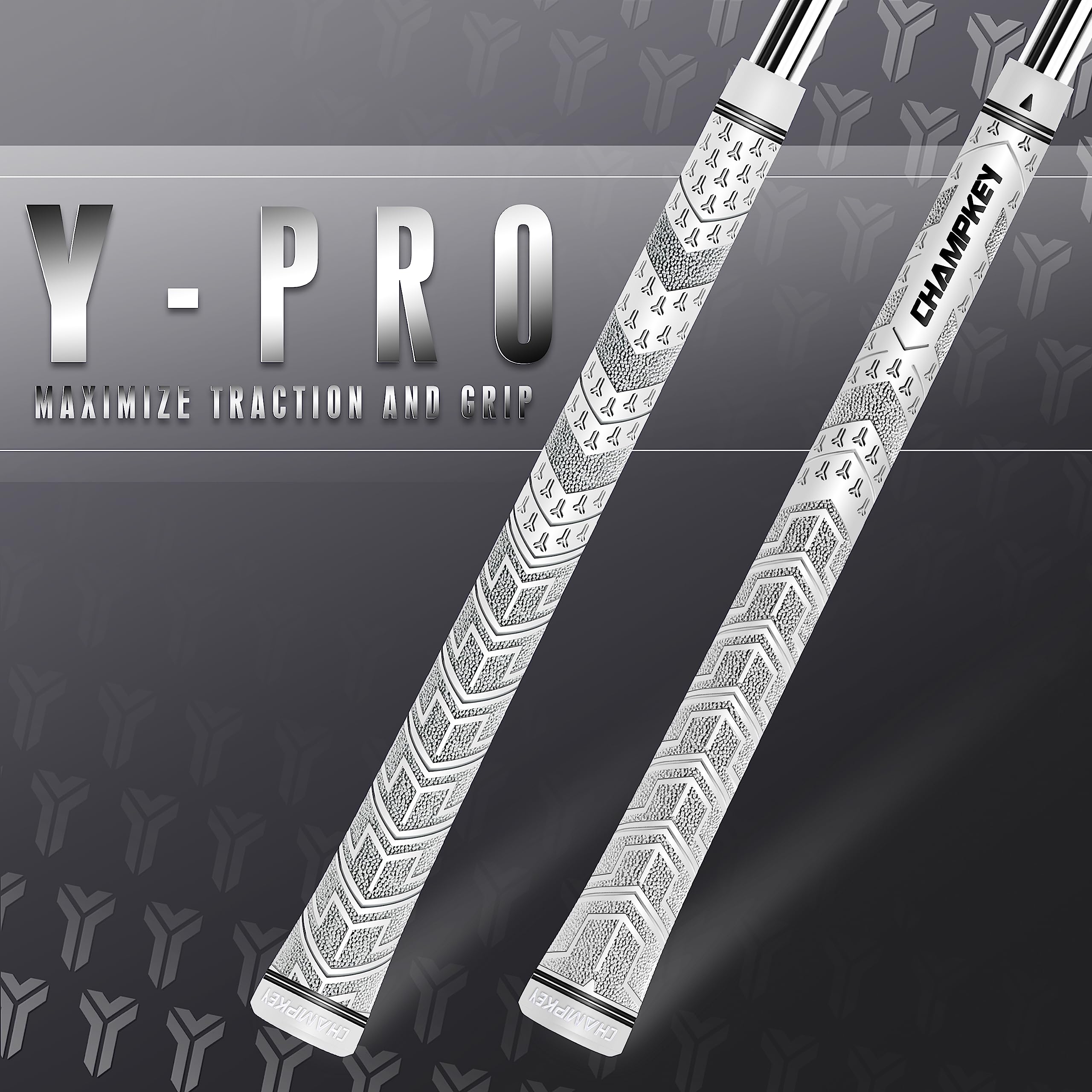 CHAMPKEY Y-PRO Performance Rubber Golf Grips 13 Pack with All Weather Control & Repair Kits - Superior Traction for Better Swing Control - Ideal for Golf Practice, Tournaments & Club Maintenance