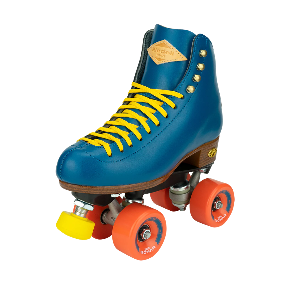 Riedell Crew Roller Skates for Women & Men - Ocean Blue Outdoor/Indoor Quad Skates with Comfortable Padding - Perfect for Rink, Park, Street Skating and Roller Derby