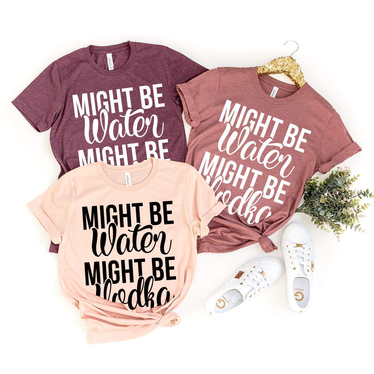 Funny Vodka T-Shirt - 'Might Be Water Might Be Vodka' Saying Tee for Women - Perfect for Parties, Graduation & Casual Wear