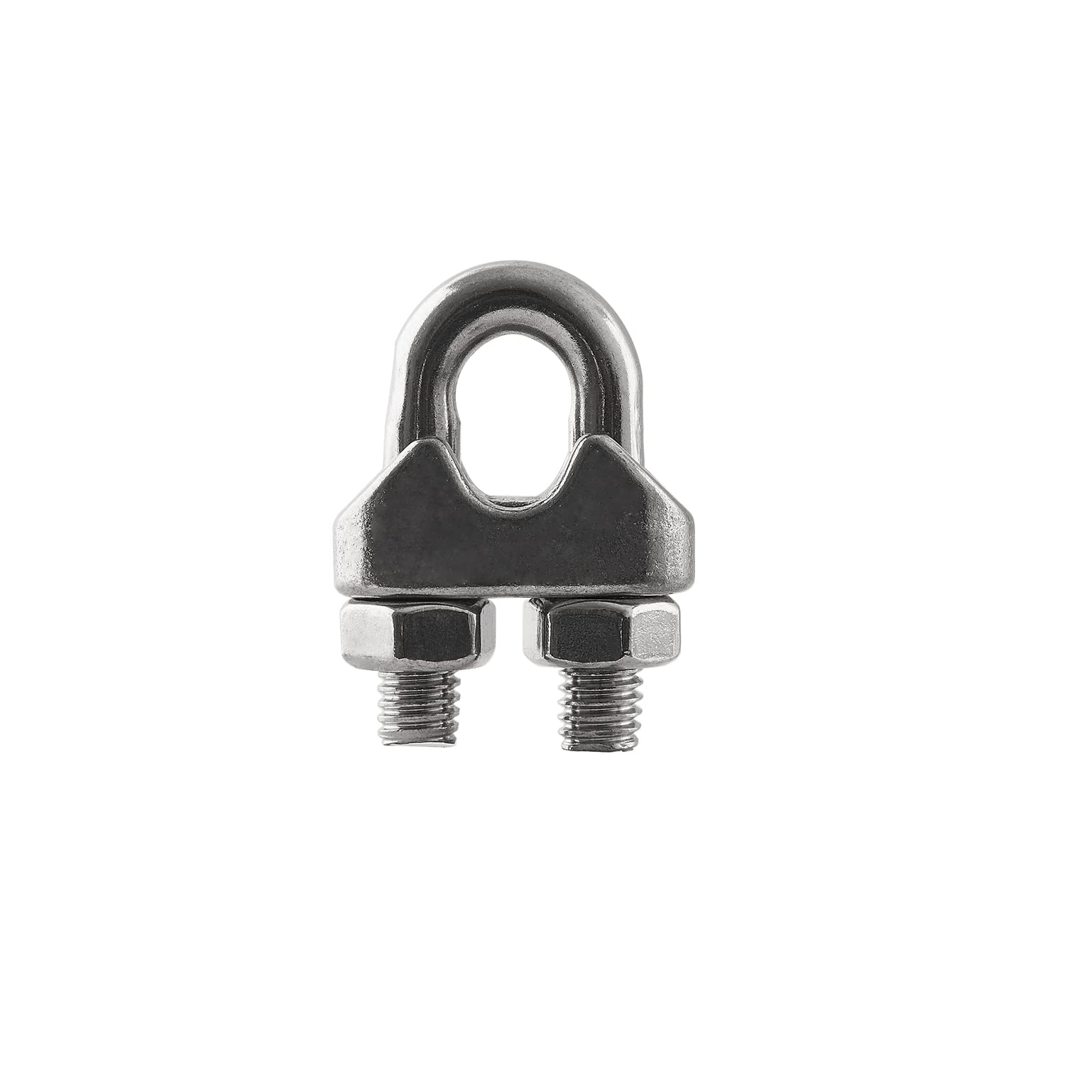 HSTECH 12PCS 1/4 Inch M6 304 Stainless Steel Wire Rope Cable Clamp Clips - Heavy Duty for Rigging, Guardrails, Load Securing, Banner & Flag Hanging - Outdoor & Marine Use