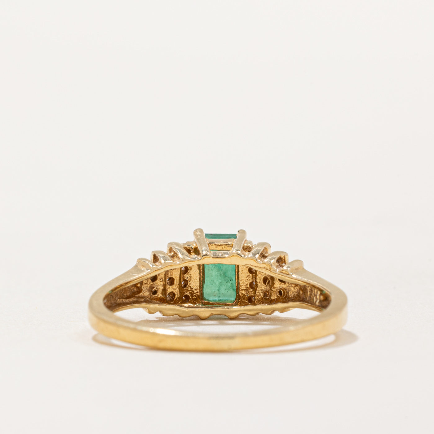 Emerald and Diamond Ring - 0.46ct Emerald with 0.10ctw Diamond Accents - Size 8.75 - Elegant Jewelry for Weddings, Anniversaries & Special Occasions
