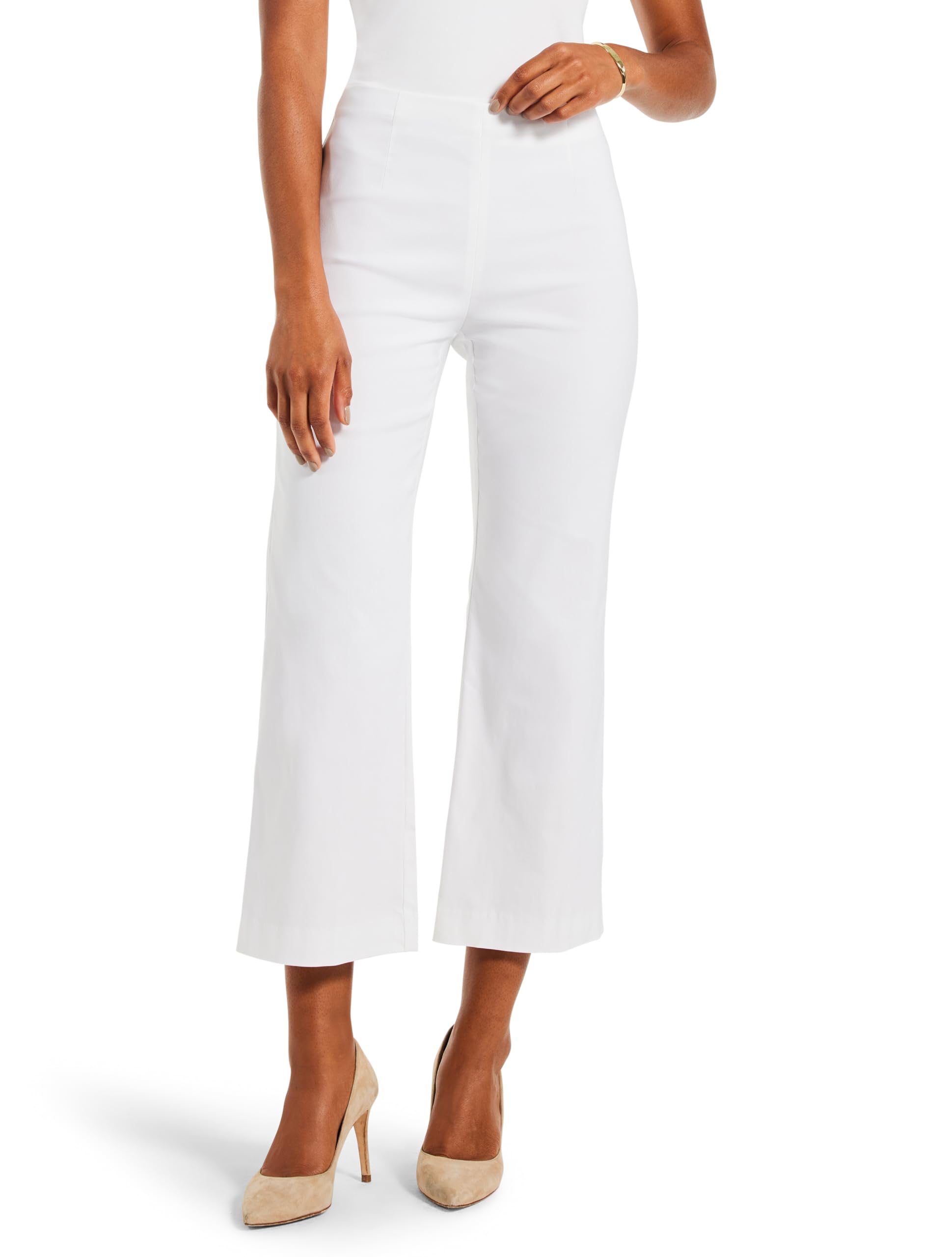 NIC+ZOE Women's Polished Wonderstretch Wide-Leg Crop Pants - Comfortable High-Waisted Stretchy Trousers for Work, Office & Casual Wear