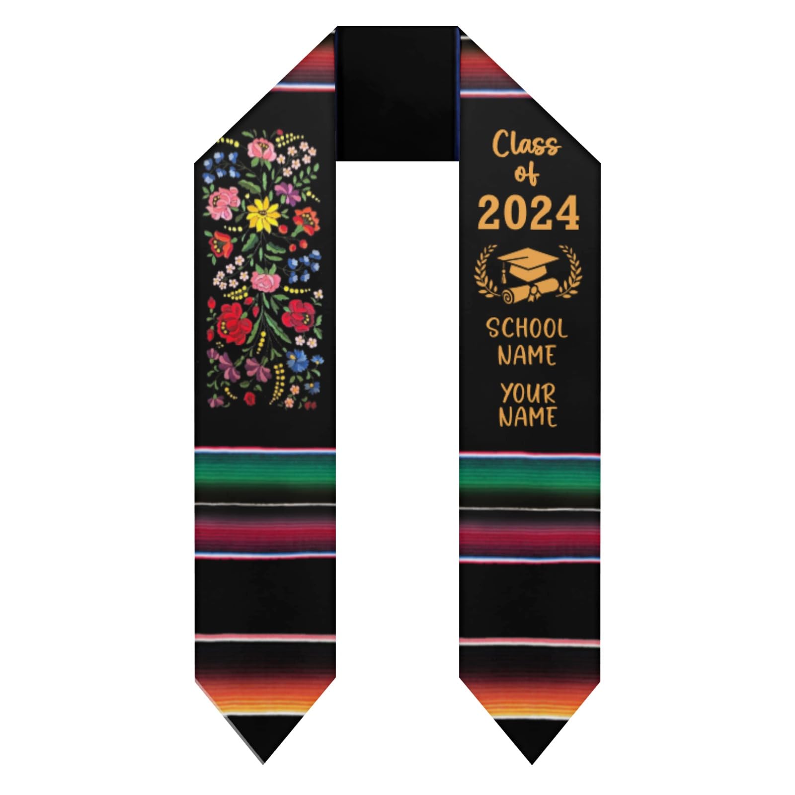 Custom Mexican Graduation Stole - Personalized Class of 2024 Graduation Sash with Embroidery | Perfect for High School & College Graduation Ceremonies, Cultural Celebrations & Gift Giving