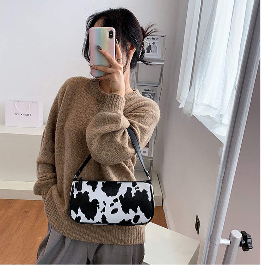 Women's Cow Print Shoulder Bag - Fashionable Clutch Purse & Underarm Handbag with Zipper - Stylish Satchel Tote for Everyday Use, Parties, and Work