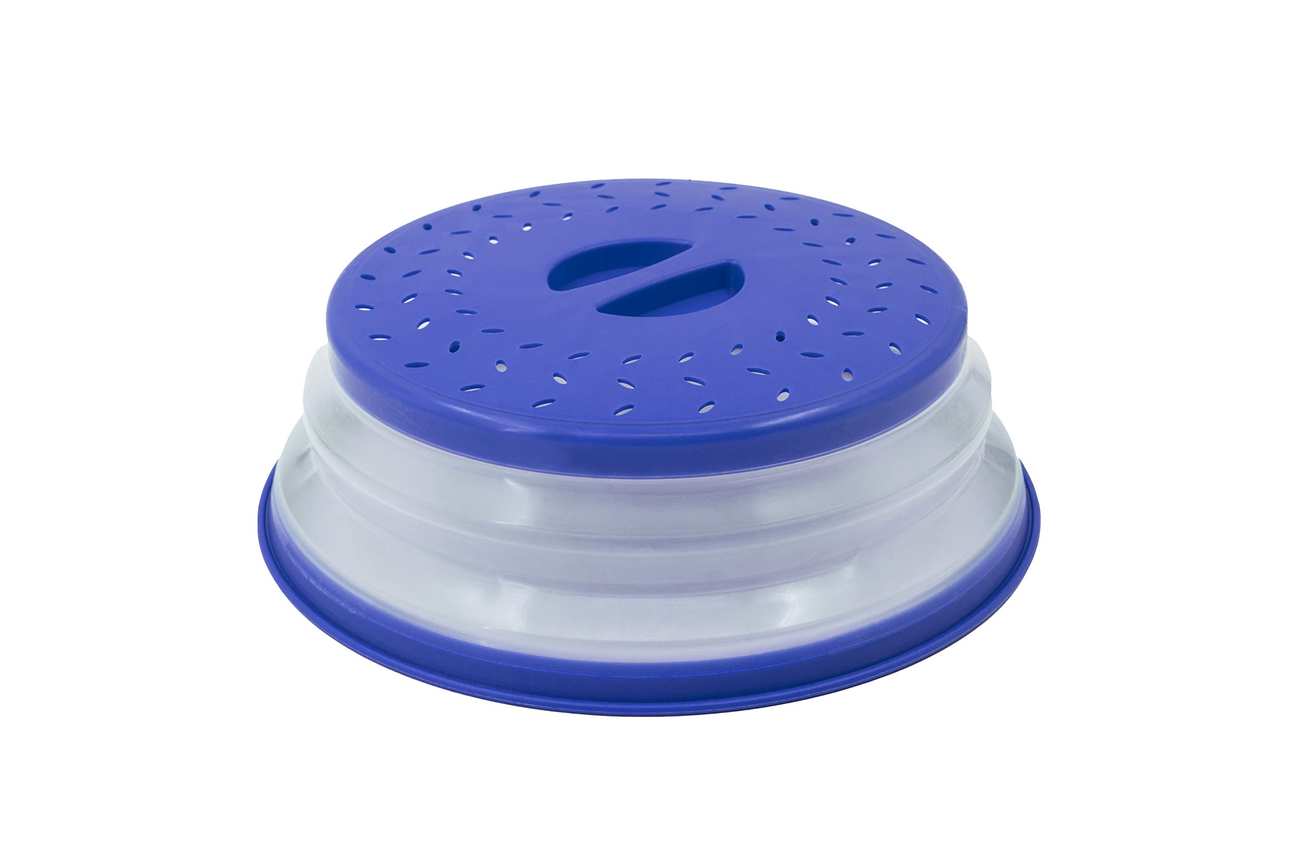 LAMINET Expandable Microwave Bowl Cover Set of 2 - Stretchable Splatter Guard for Food, BPA-Free Plastic - Perfect for Reheating Meals, Preventing Mess in Microwave (Blue)
