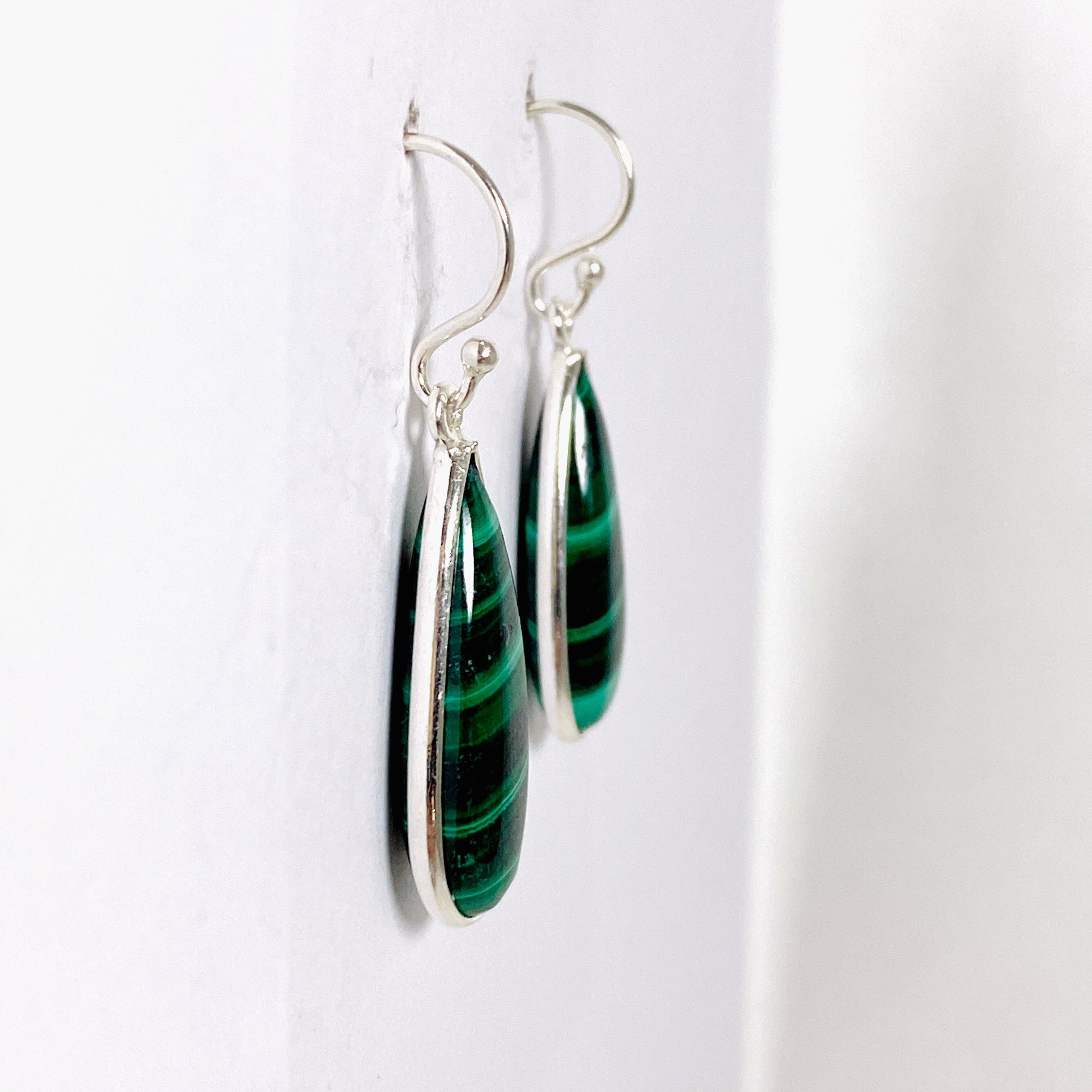 Natural Malachite Teardrop Earrings for Women - Handmade Dangle Jewelry KEGJ1338 - Perfect for Parties, Weddings & Everyday Wear