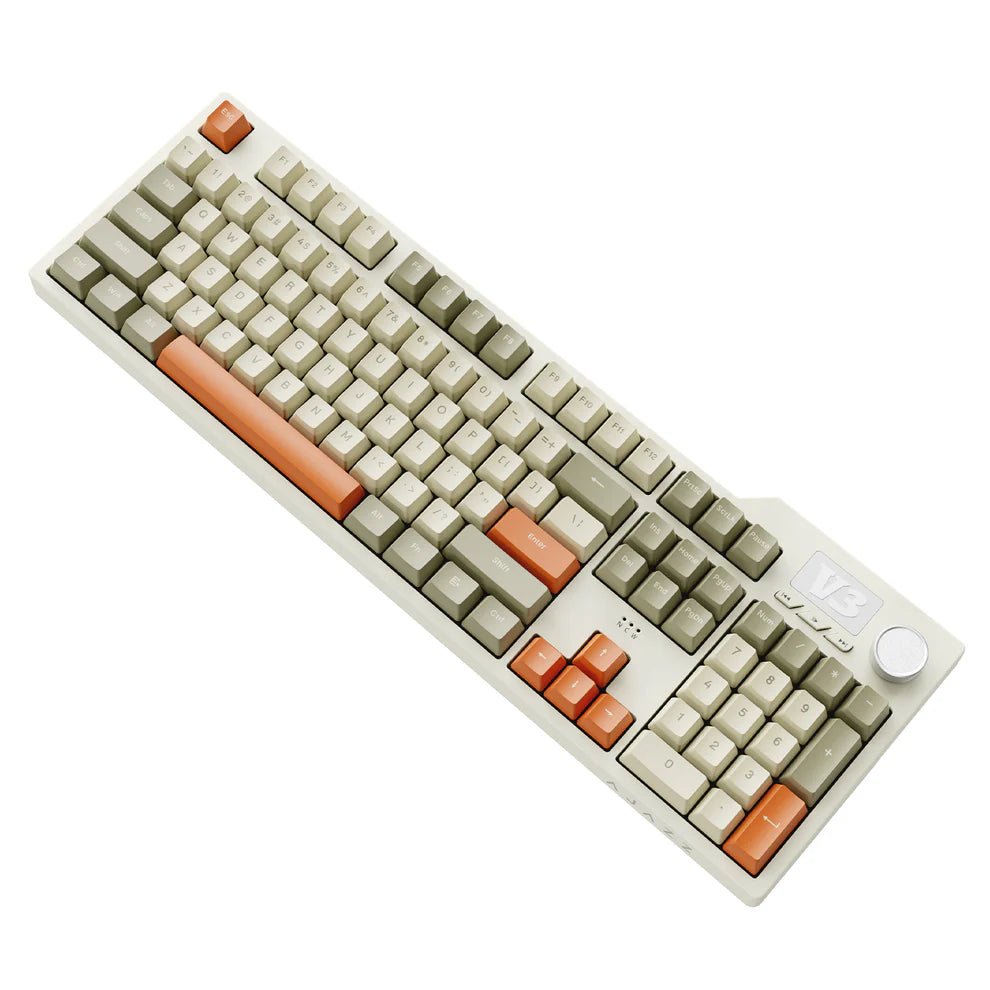 Ajazz AK35i V3 Cream Orange Mechanical Gaming Keyboard - Wired USB, White Backlit, Sea Salt Switch - Perfect for Typing, Gaming & Office Work