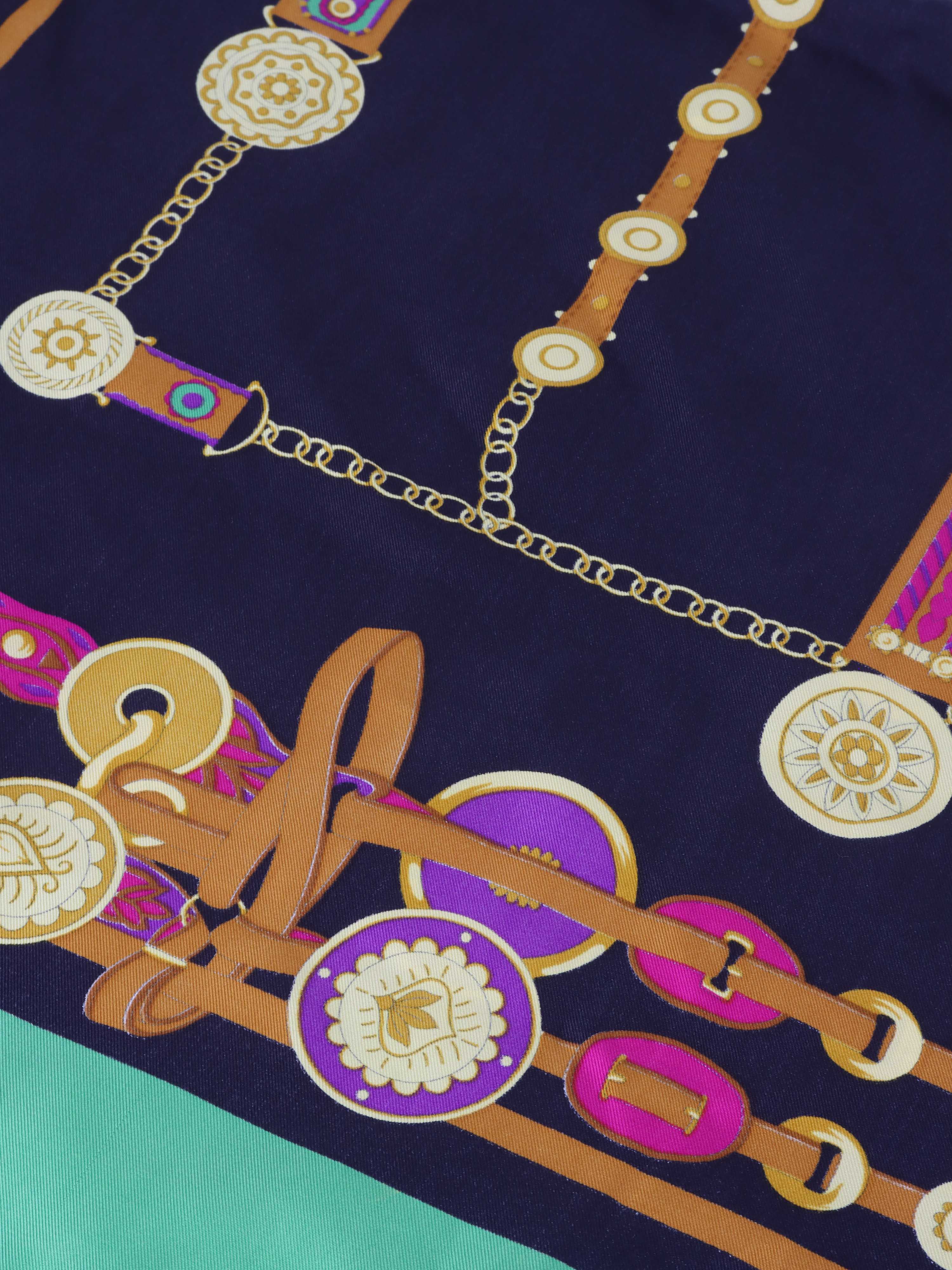Celine Green & Belt Motif Silk Scarf - Luxury Fashion Accessory for Women, Perfect for Elegant Outfits & Special Occasions