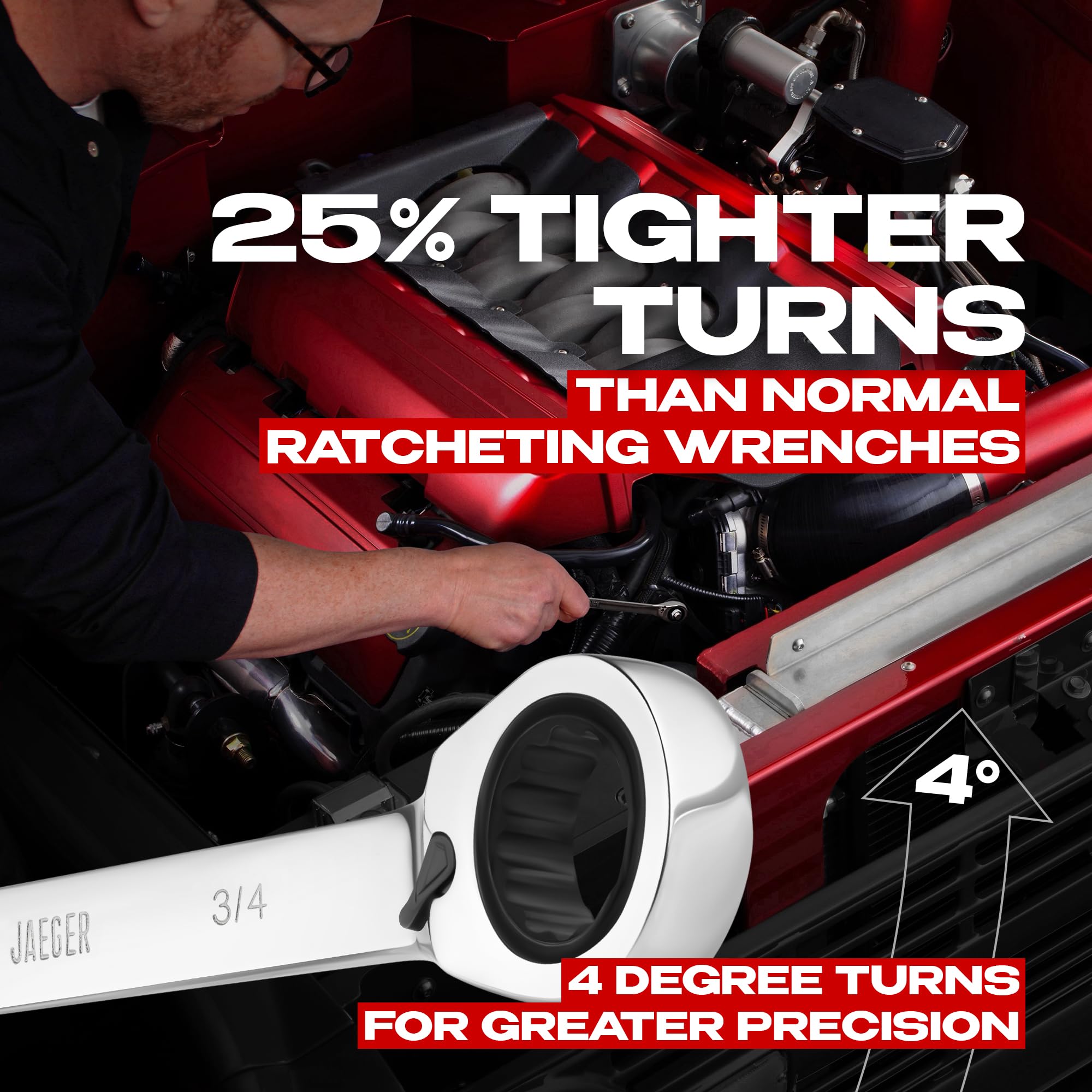 16-Piece Jaeger Reversible Ratcheting Combination Wrench Set - SAE/INCH Dual-Size Ratchet Speed Wrenches with Locking Storage Rack | Perfect for Automotive Repair, DIY Projects & Professional Mechanics