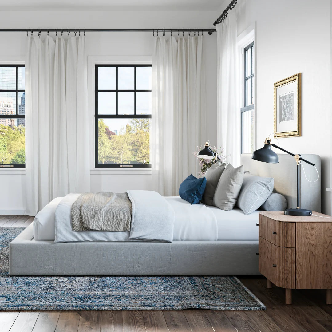 Premium Bed Frame with Headboard - Ultra Bed Set in Moon Color | Modern Bedroom Furniture for Master & Guest Rooms