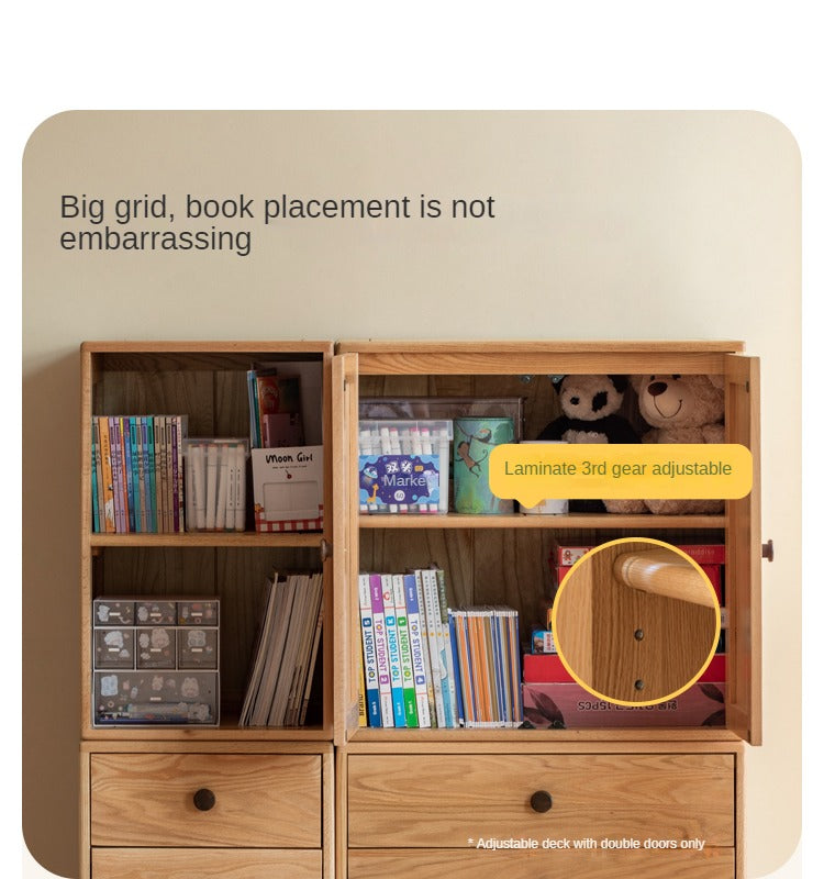 Solid Oak Wood Modern Nordic Kids Storage Cabinet - Multifunctional Organizer for Toys, Books & Clothes | Perfect for Nursery, Playroom & Bedroom Organization