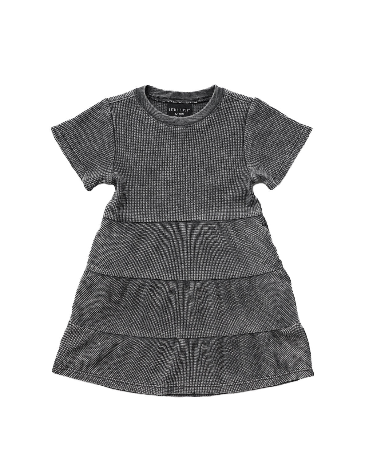 Acid Wash Waffle Dress - Black | Stylish & Comfortable Women's Casual Dress for Everyday Wear, Date Night & Summer Outfits