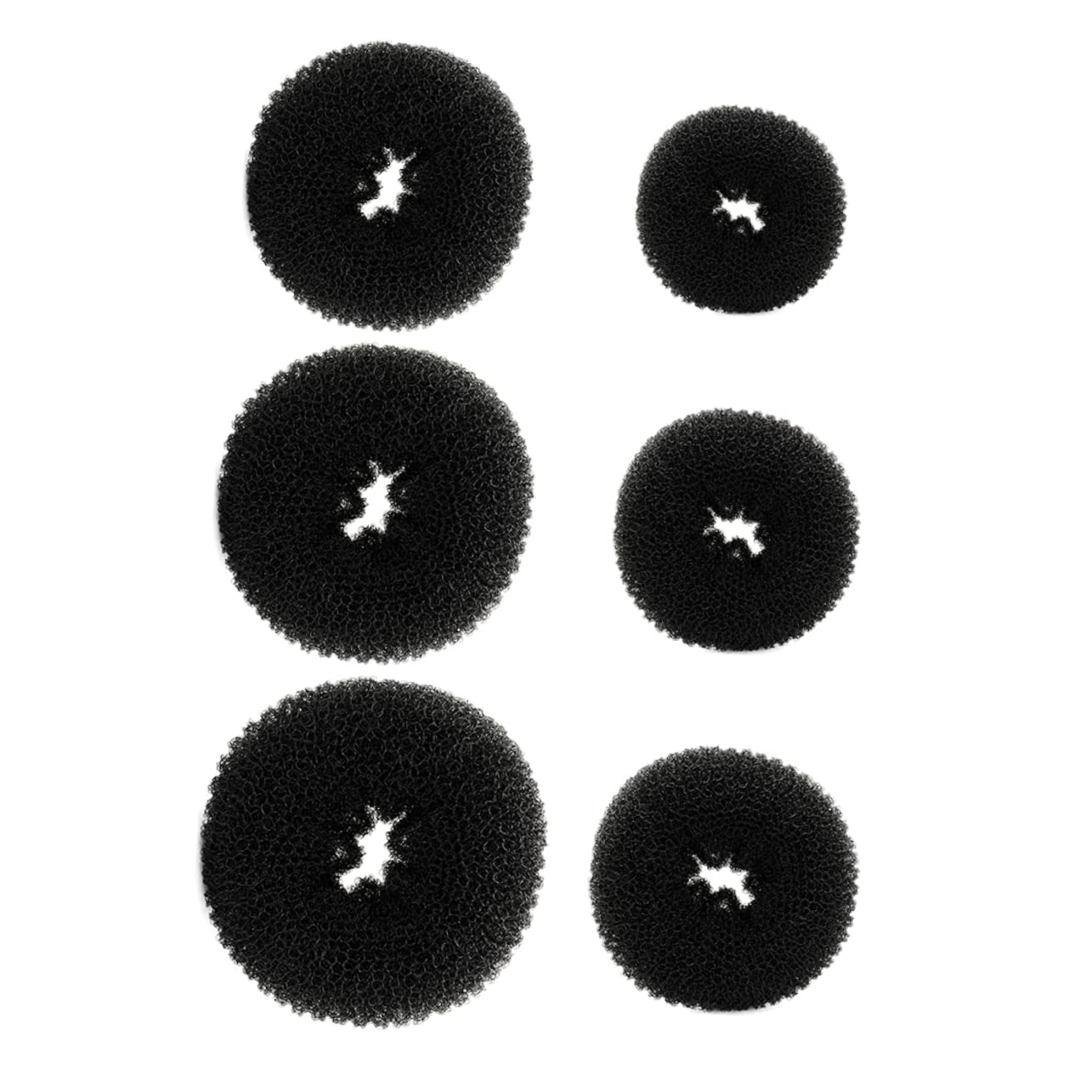 FRCOLOR 6-Pack Black Hair Donut Bun Maker for Kids & Girls - Curly Hair Styling Tool, French Bun Ring, Hair Circle Ring, Scrunchie Accessories - Perfect for School, Parties & Daily Hairstyles