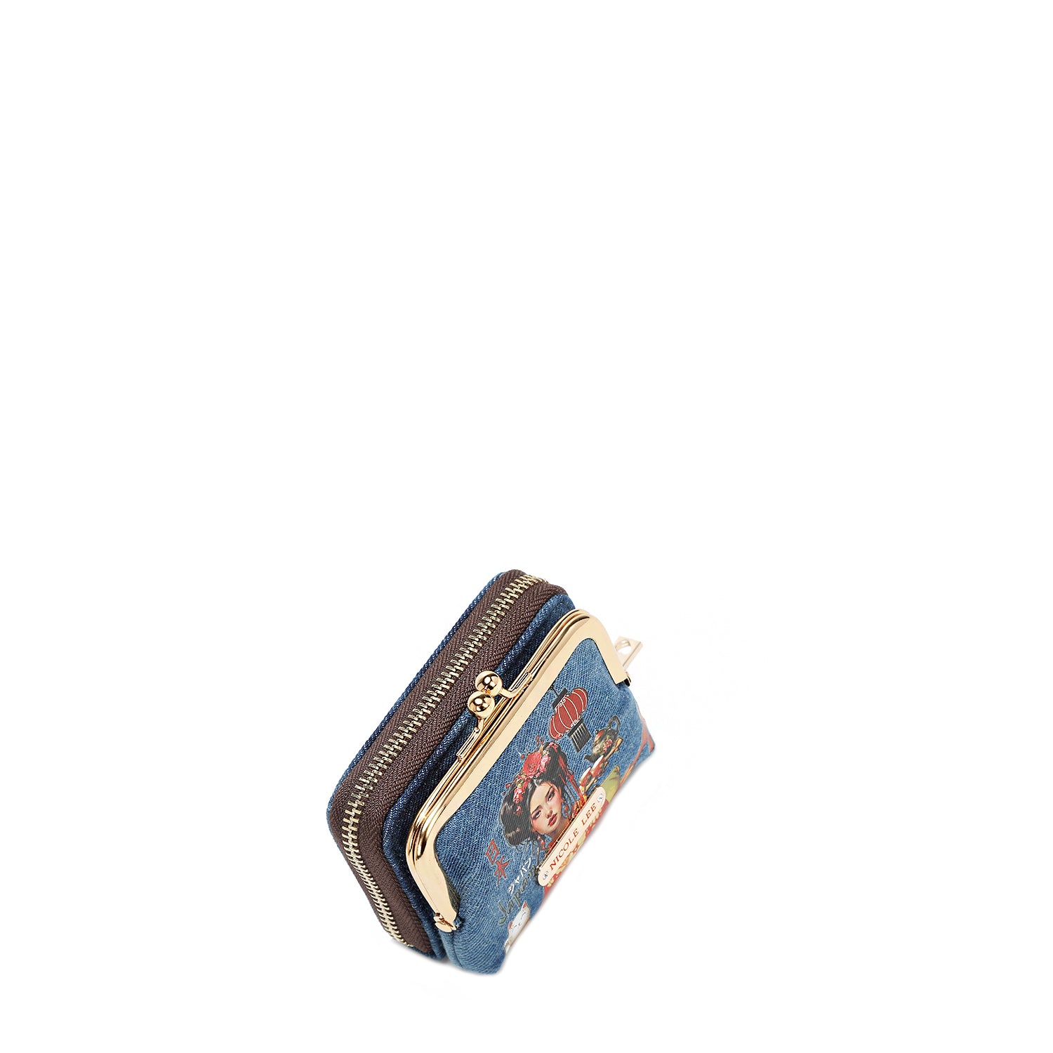 DENIM JULIA MINI WALLET - Stylish Women's Small Wallet with Card Slots & Zipper Pocket - Perfect for Everyday Use, Travel & Night Out