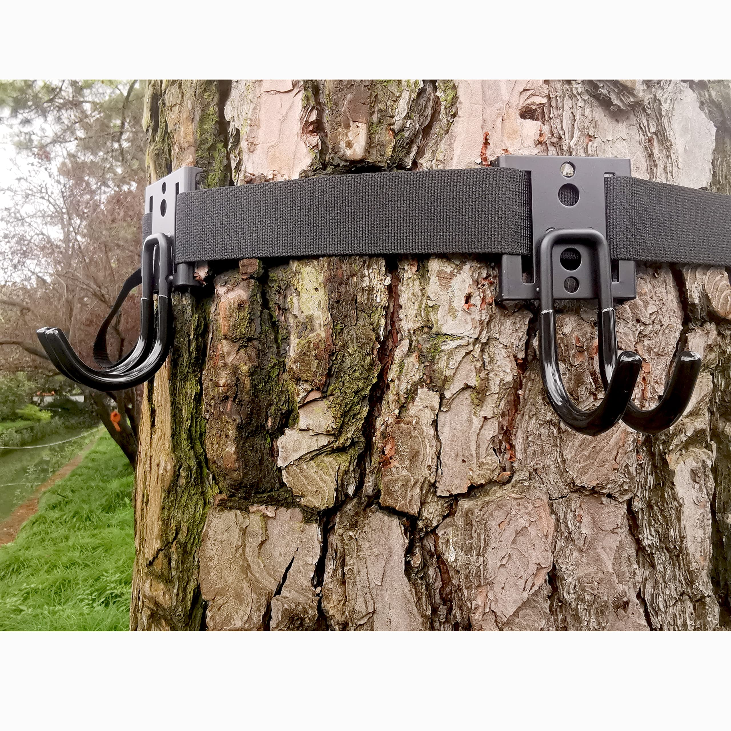 Auscamotek Heavy-Duty Tree Stand Straps with Metal Hooks - Secure Bow Hangers for Hunting Treestands & Platforms - Ideal for Saddle Hunting Accessories in Wooded Terrains