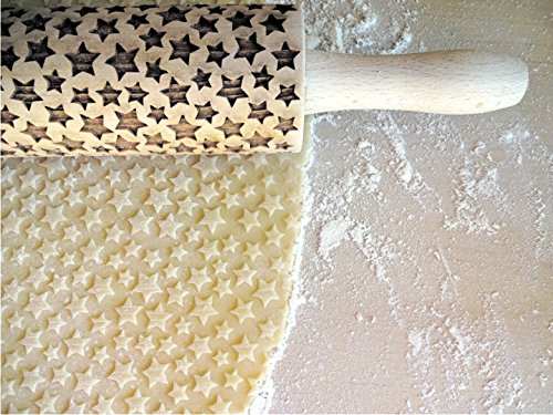 Laser Engraved Star Embossing Rolling Pin for Cookies - Perfect for Baking, DIY Embossed Cookies, and Movie Fan Gifts - Great for Holidays, Parties, and Home Baking