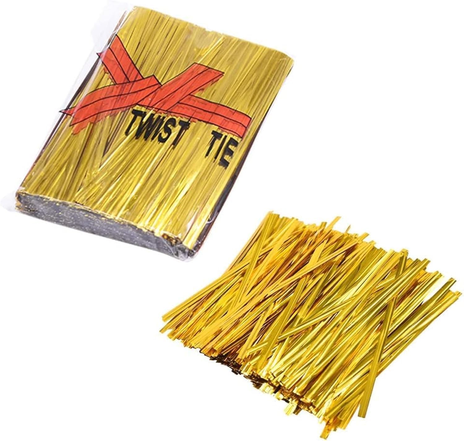 Esslly Twisters Ribbon Twist Ties - 3000 Gold-Colored Pieces for Secure & Elegant Packaging - Perfect for Chocolate, Bread, Potli Bags, Gift Wrapping & DIY Crafts
