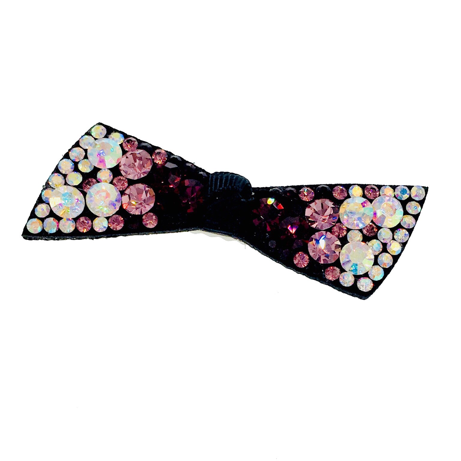 Elegant Swarovski Crystal Bow Knot Hair Clip - Acrylic Black Base with AB Pink Magenta Finish | Perfect for Weddings, Parties & Everyday Glamour