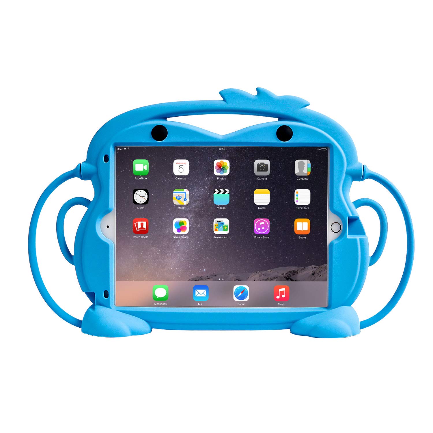 CHIN FAI Shockproof Kids iPad Case for iPad 10.2 8th/7th Gen (2020/2019), iPad Air 3 & iPad Pro 10.5 - Durable Silicone Handle Stand Cover with Built-in Apple Pencil Holder (Blue) | Perfect for School, Travel & Home Learning