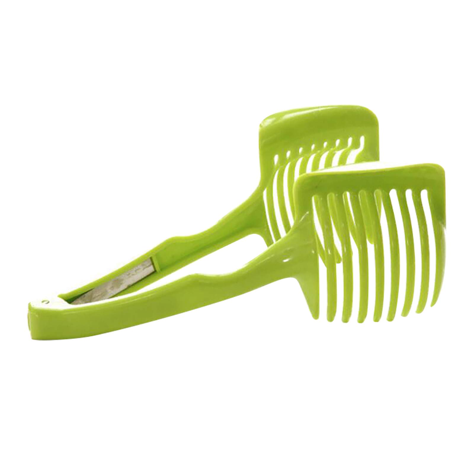 Stainless Steel Tomato Onion Slicer - Fruit & Vegetable Cutter for Meal Prep - Durable Handheld Food Chopper with Glass Storage Containers (Green, One Size) - Perfect for Salads, Sandwiches & Healthy Snacks