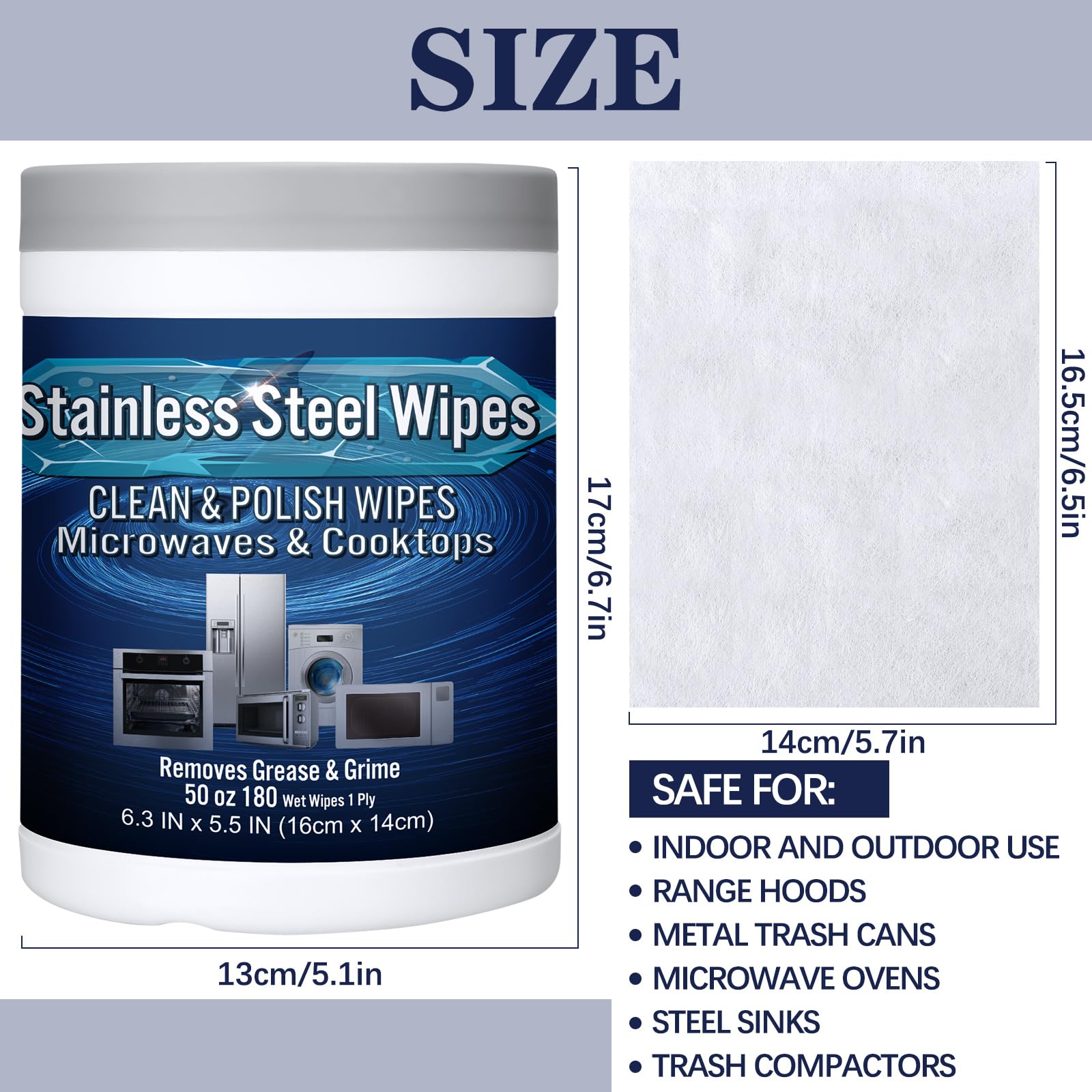 Timgle Stainless Steel Cleaner Wipes - 180 Count (2 Pack) | Polish & Shine Wipes for Appliances | Removes Fingerprints, Water Marks & Grease | Perfect for Oven, Refrigerator, Dishwasher, Microwave, Sink, Range Hood & Grill | Kitchen & Home Cleaning Essential