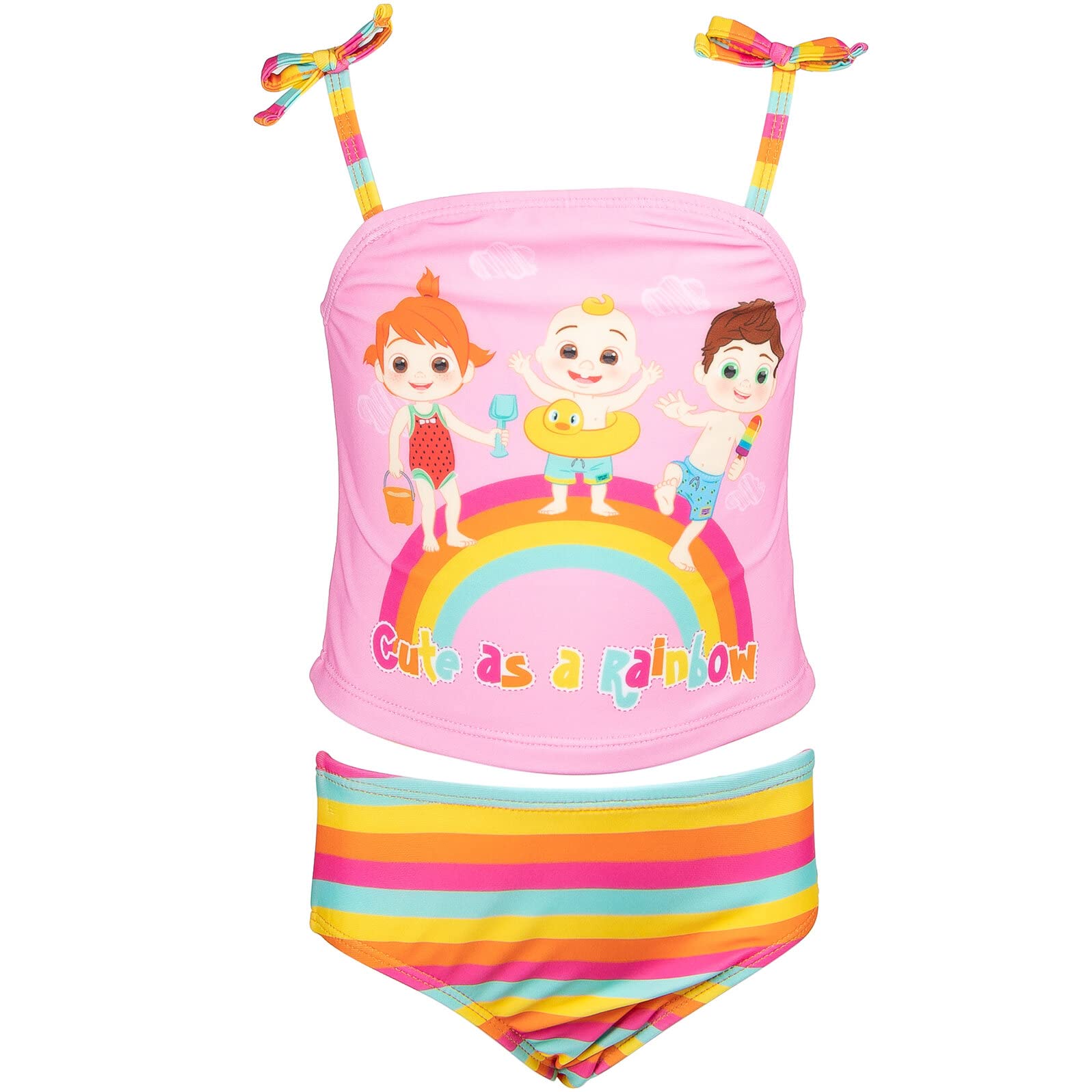 CoComelon Kids' Tankini Top & Swim Bottom Set - 2 Piece Swimwear for Girls, UV Protection & Quick Dry - Perfect for Pool, Beach & Summer Water Play
