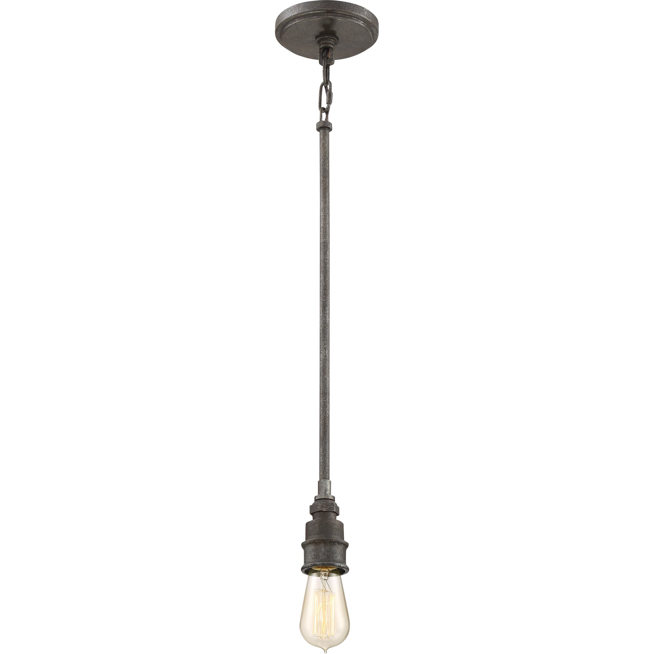 Quoizel Squire 1-Light Rustic Black Mini Pendant Light Fixture - Perfect for Kitchen Island, Dining Room, or Entryway Lighting