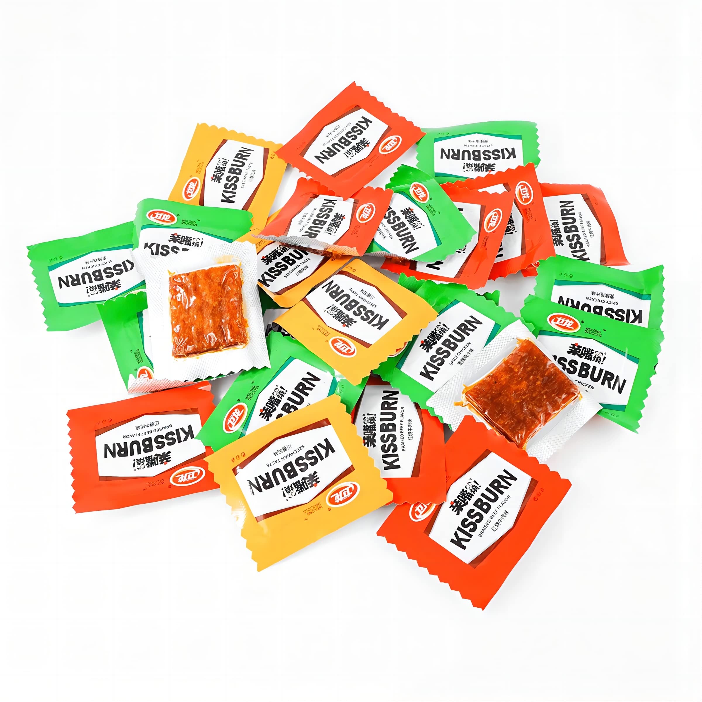 Weilong Kiss-Burn Mixed Flavor Gluten Snacks - Chinese Vegetarian Tofu & Soybean Snacks (260ml, 20pcs) - Perfect for Office Snacking, Movie Nights & Asian Food Lovers