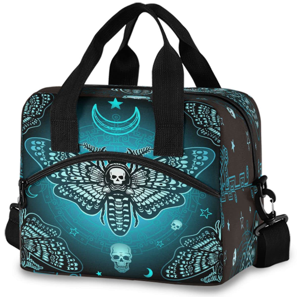 Insulated Lunch Bag with Butterfly Skull Design - Reusable Leakproof Cooler Tote for Men & Women - Perfect for Work, School, Picnics & Outdoor Activities