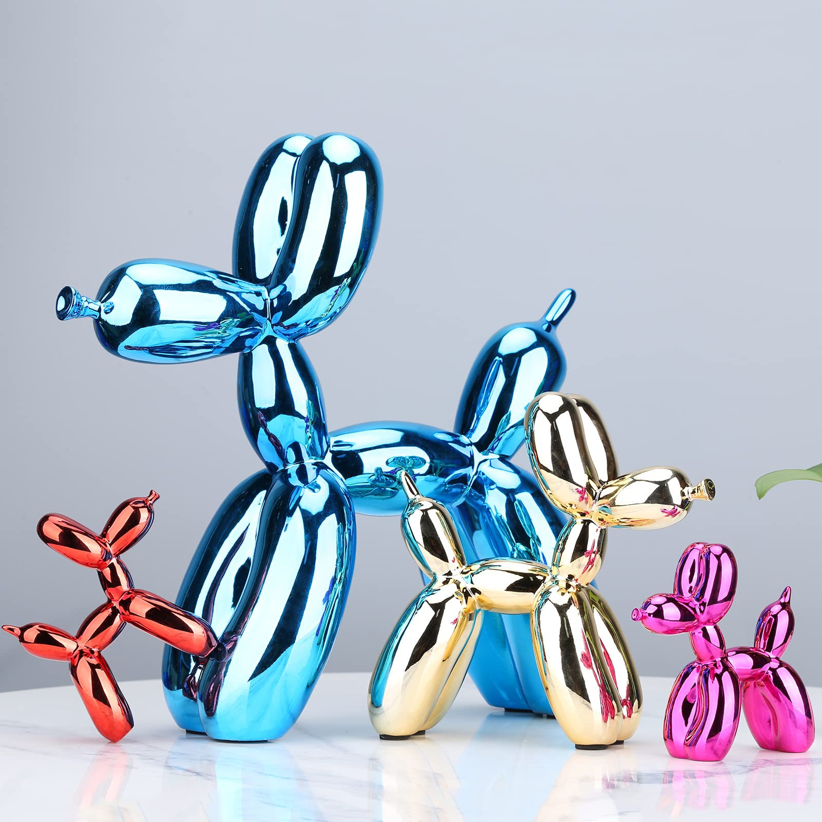 Red Balloon Dog Statue - Modern Gold Animal Sculpture for Home & Office Decor - Perfect for Shelf, Desk, Bedroom & Preppy Room Decoration - Cute Figurine Gift Idea for Parties & Interior Design