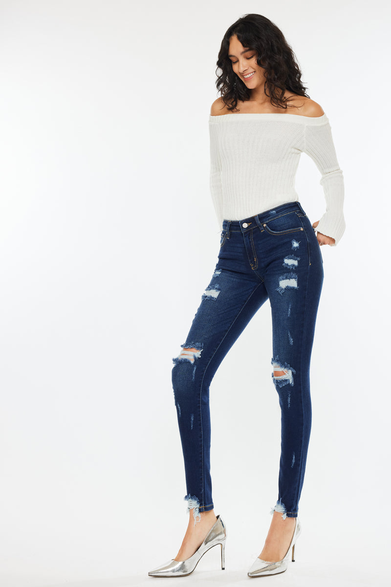 Cora Mid Rise Super Skinny Jeans for Women - Stretchy Denim Pants, Slim Fit, High Waist, Comfortable Everyday Wear - Perfect for Work, Casual Outings & Date Nights
