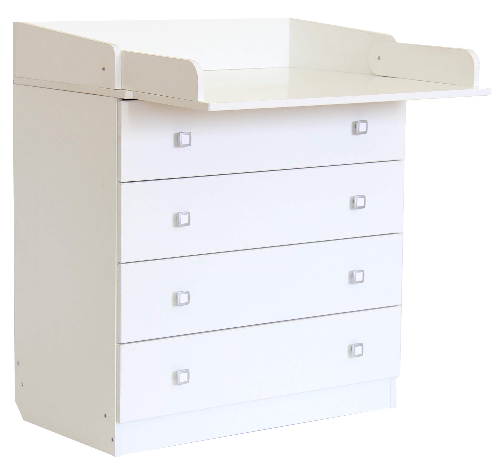 Avanti Trendstore Elly White Laminated Wood Dresser with 4 Spacious Drawers, 80.4
