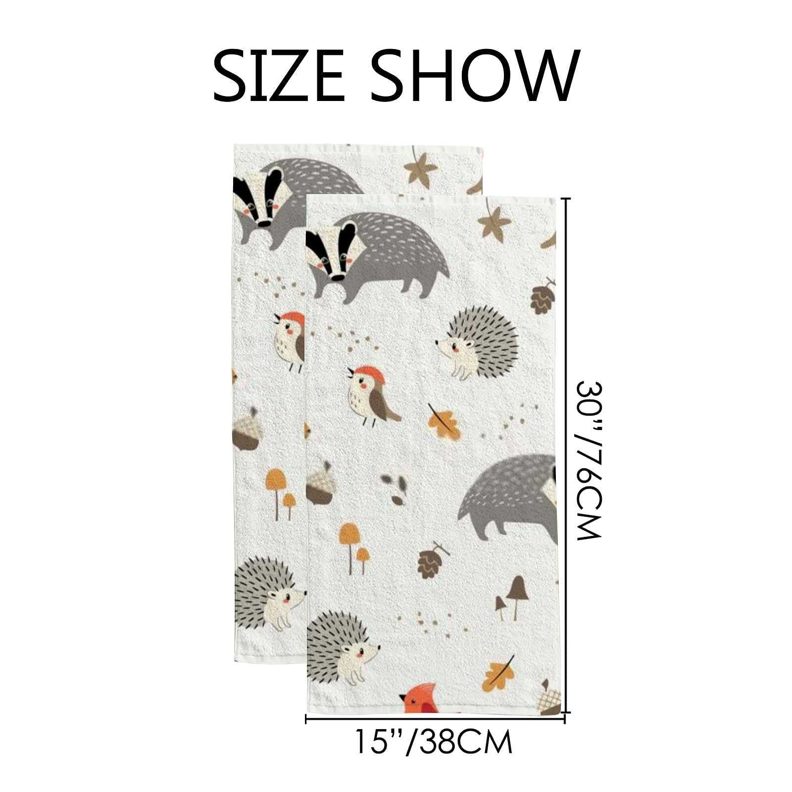 Cute Cartoon Kawaii Woodland Animals & Birds Microfiber Towel Set - 2 Pack 15