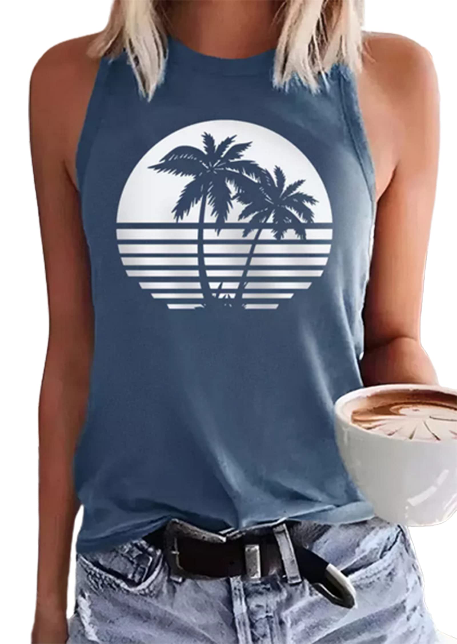 Women's Graphic Tank Tops - O-Neck Loose Fit Summer Cami Tops for Beach, Vacation & Casual Wear | Country Music Inspired Vest for Women | Perfect for Outdoor Activities, Music Festivals & Travel