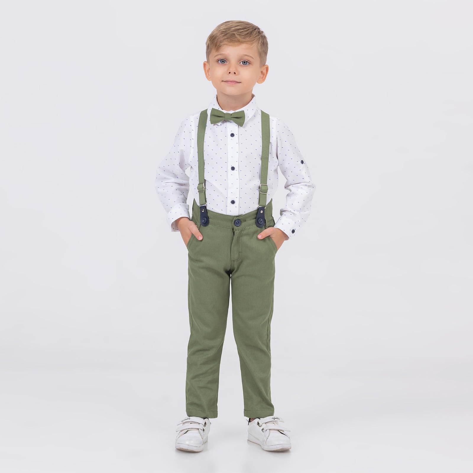 Toddler Boys Suit Set with Shirt, Pants & Bow Tie - Formal Outfit for Weddings & Parties