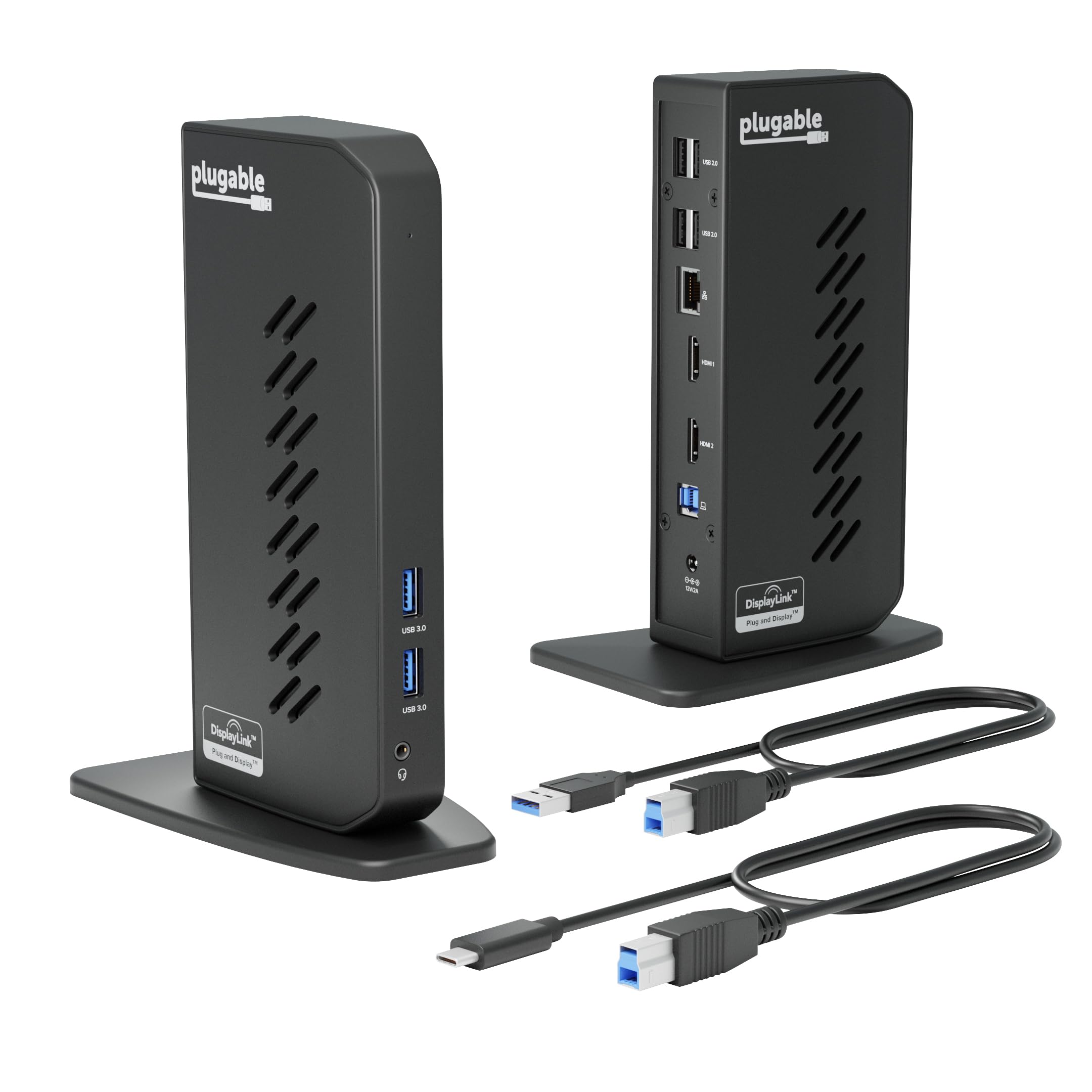 Plugable USB 3.0 & USB-C Universal Docking Station - Dual HDMI, Gigabit Ethernet, 6 USB Ports for Windows/Mac/ChromeOS | Perfect for Home Office, Remote Work & Multi-Monitor Setup