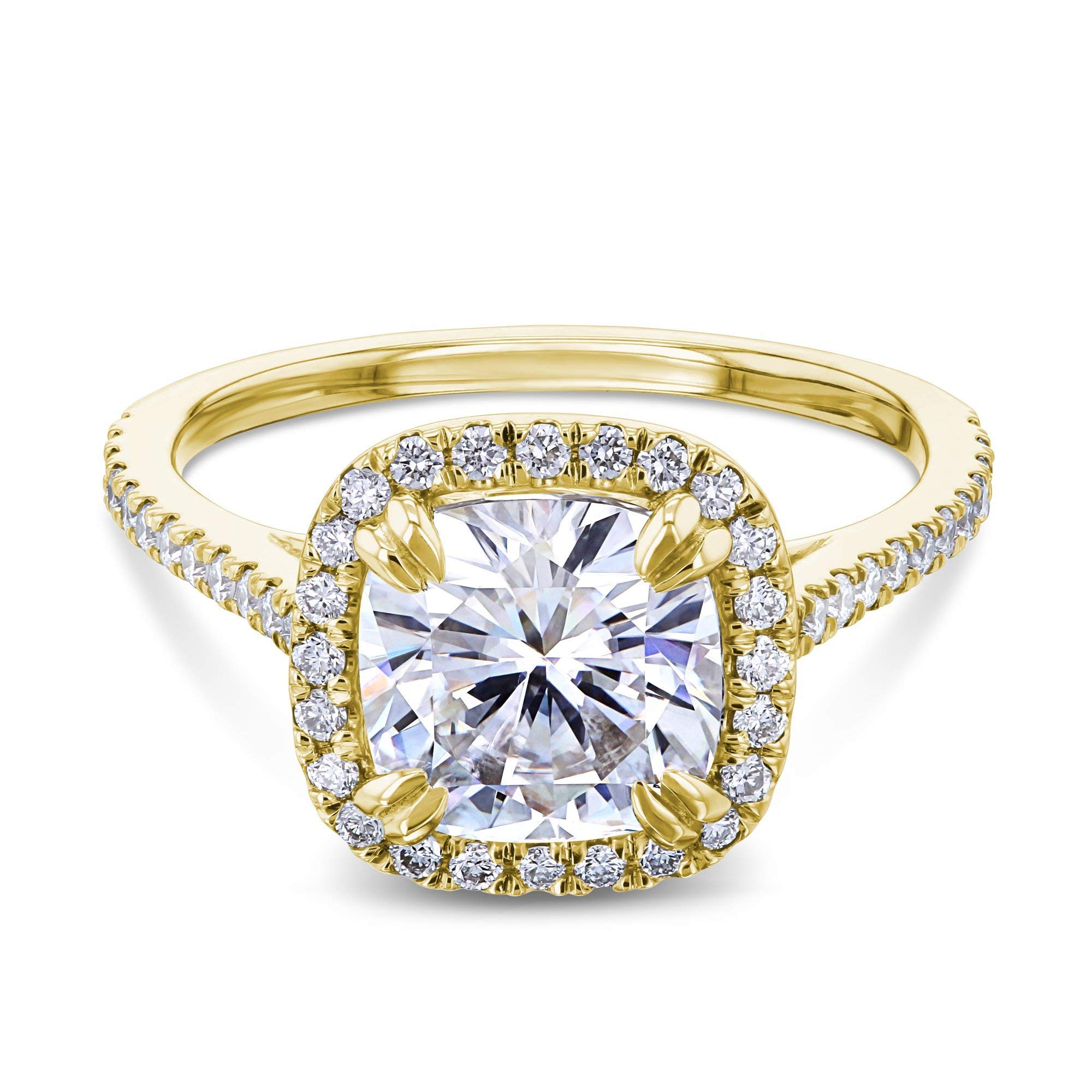 Kobelli 2 Carat Cushion Cut Moissanite & Lab Diamond Halo Engagement Ring for Women - Perfect for Proposals, Weddings & Anniversary Gifts