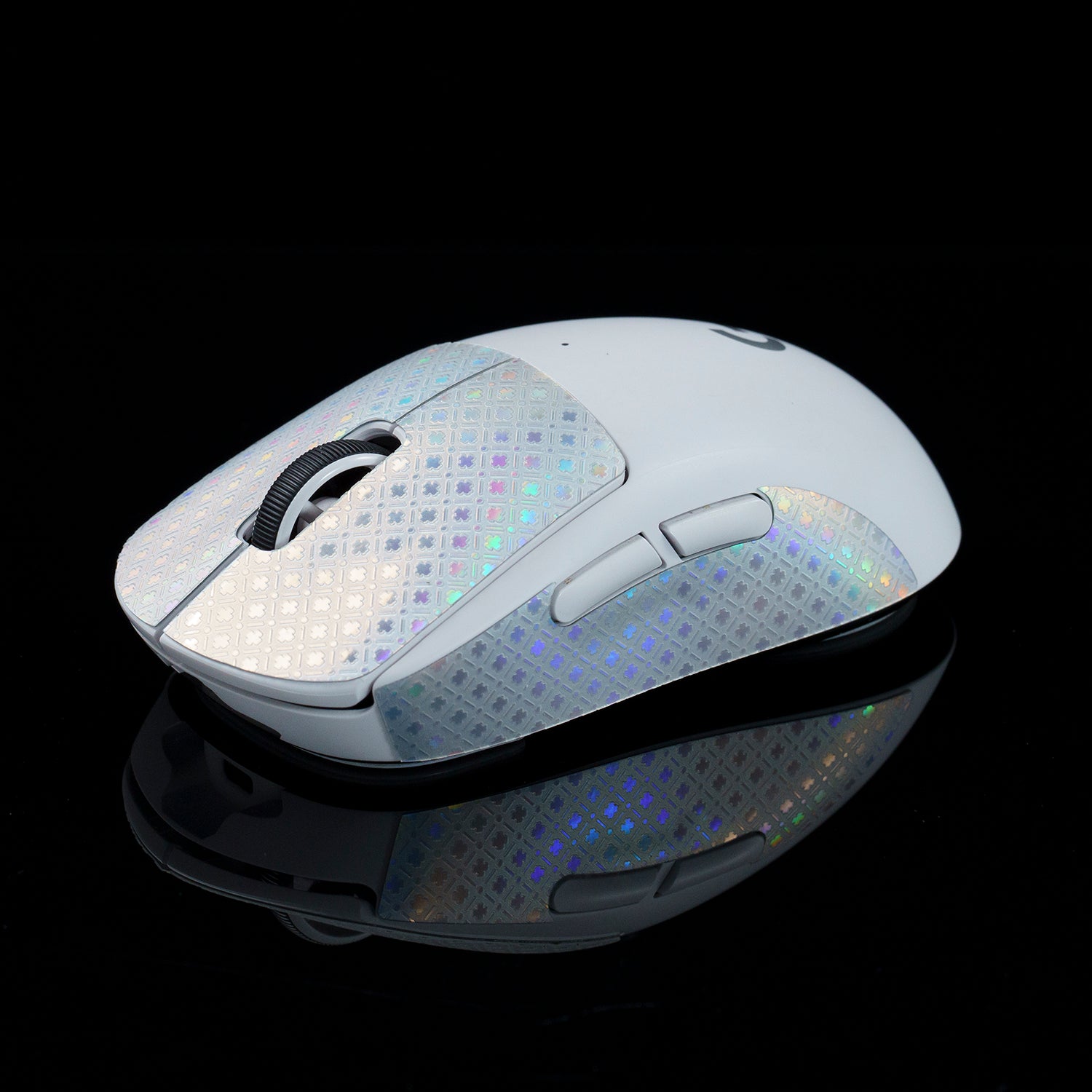 BT.L Mouse Grip for Logitech G Pro X Superlight & Superlight 2 - Non-Slip Gaming Grip Tape, Holo White Clover Design - Perfect for Esports, FPS & MOBA Gaming