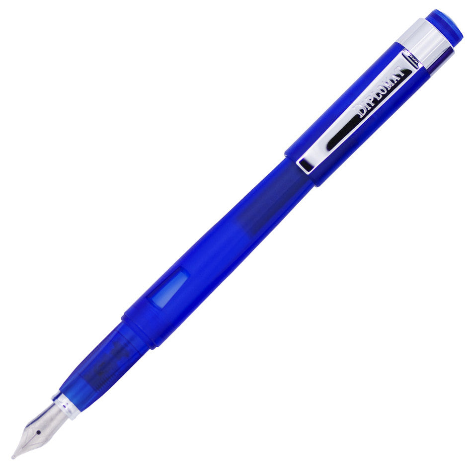 Diplomat Magnum Fountain Pen - Demo Blue Translucent Design - Premium Writing Instrument for Calligraphy, Note Taking & Gift Giving - Perfect for Office, School & Special Occasions