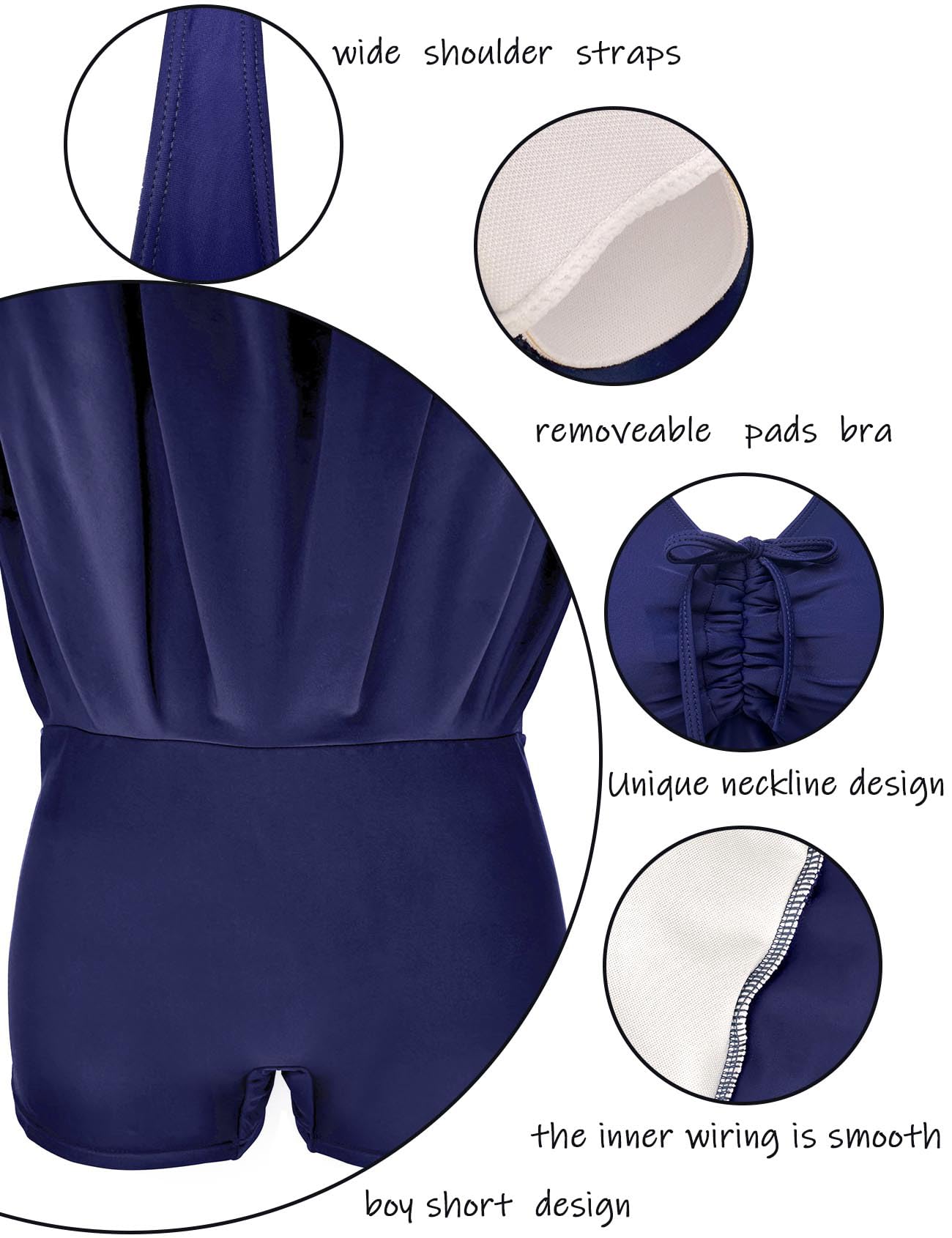 Plus Size Tummy Control One Piece Swimsuits for Women - High Waisted Boyshort Bathing Suit | Beach, Pool & Vacation Swimwear
